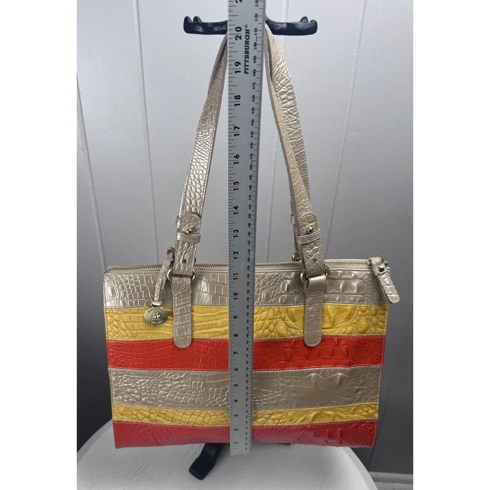 Brahmin Mandy Vineyard Fizz Tricolor Croc Embossed‎ Leather Tote handbag Rare